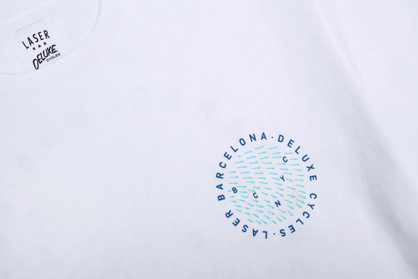 Laser Barcelona x Deluxe Cycles - HUDSON ROUND TEE - WHITE