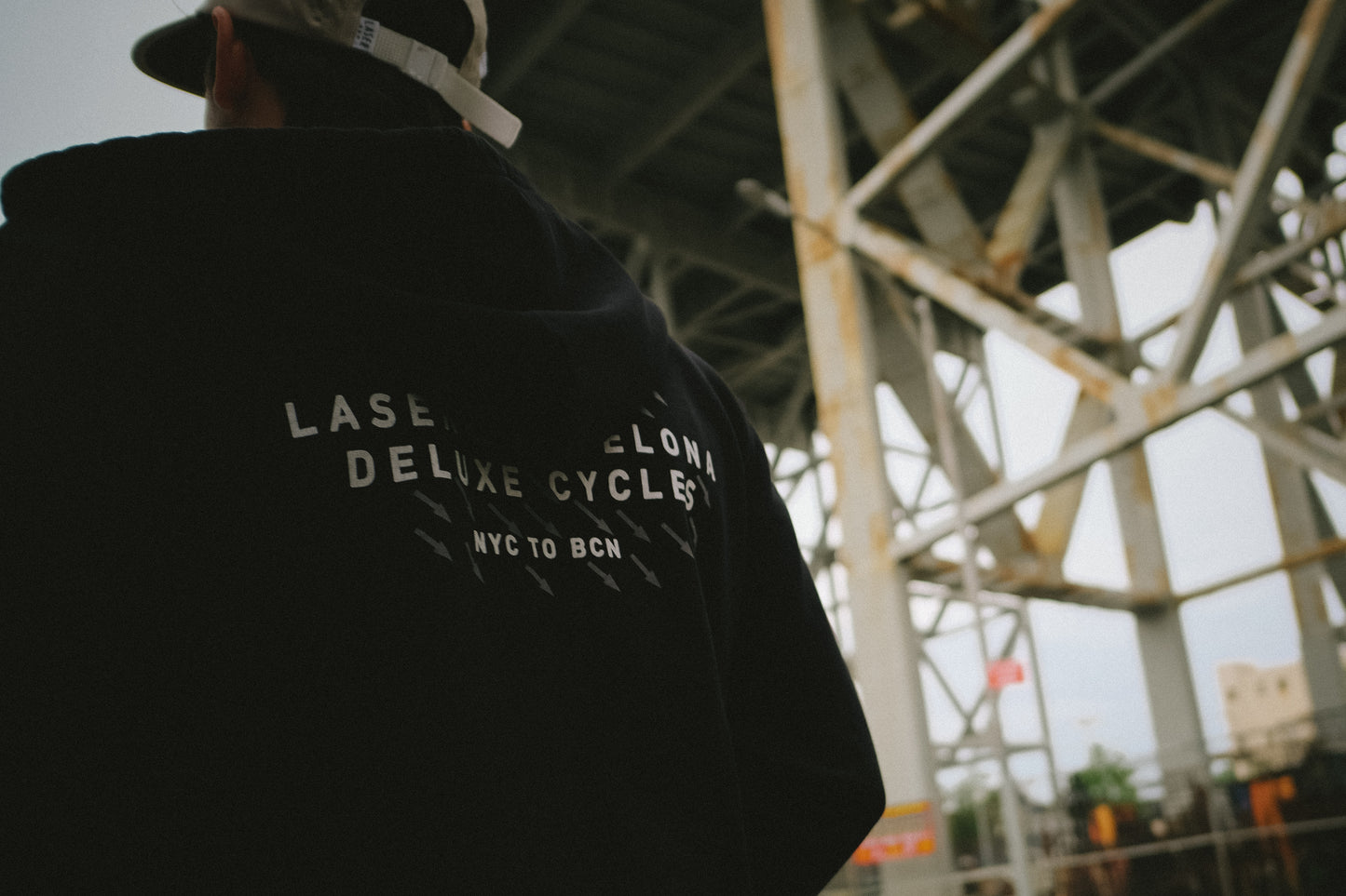 Laser Barcelona x Deluxe Cycles - NYC TO BCN ZIP HOODIE - BLACK