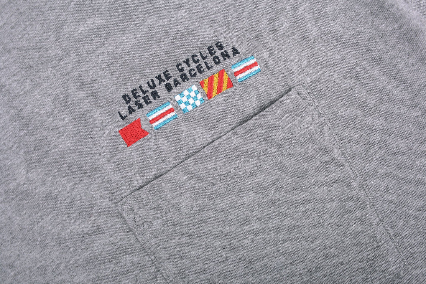 Laser Barcelona x Deluxe Cycles - CITY FLAGS WOVEN POCKET TEE  - GREY