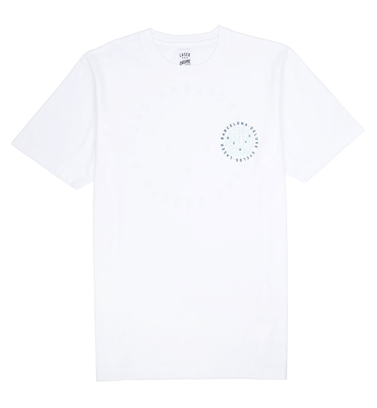 Laser Barcelona x Deluxe Cycles - HUDSON ROUND TEE - WHITE