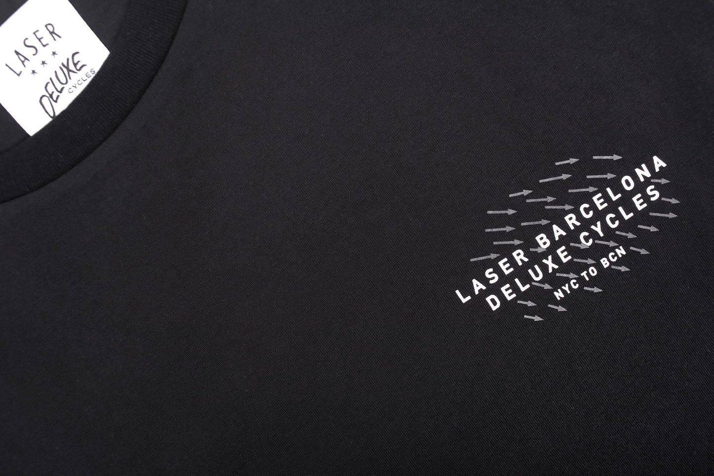 Laser Barcelona x Deluxe Cycles - NYC TO BCN TEE - Black